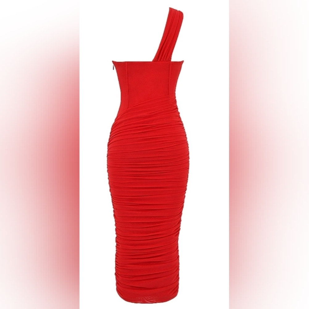 House of CB Red Valentina Midi Dress Size Small Regular Cup Size - Picture 3 of 3